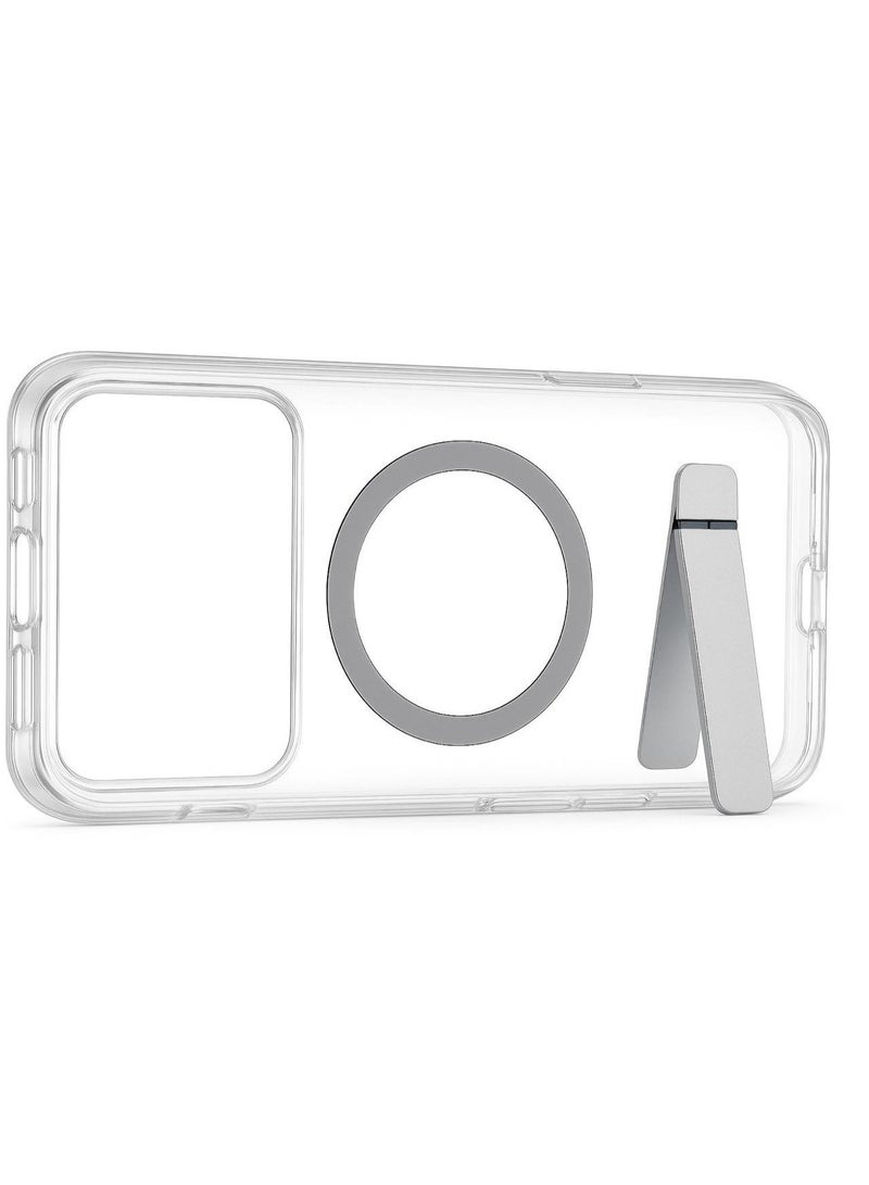 جراب آيفون 17 برو ماكس شفاف مضاد للاصفرار مع دعم MagSafe وحامل خلفي - Image 2